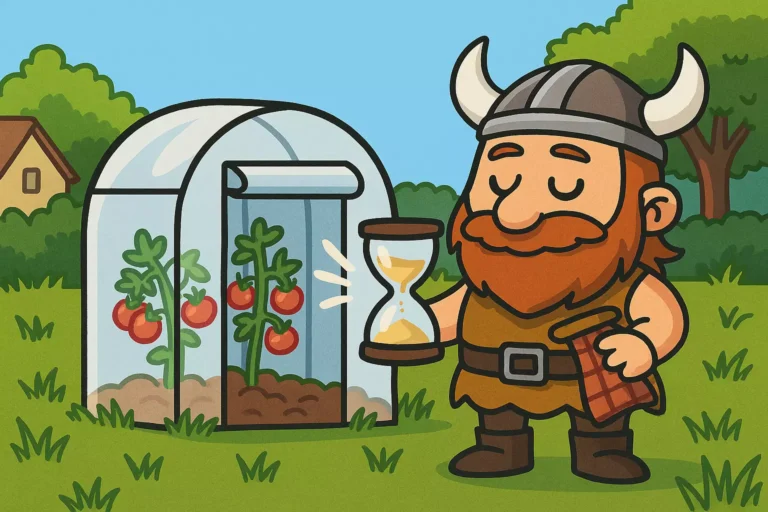 gaulois devant une serre à tomates